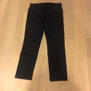 Black boyfriend ripped straight jeans